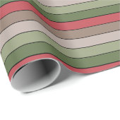 Papier Cadeau Pistachio Coquille verte Rouge Brown rayures (Coin rond)