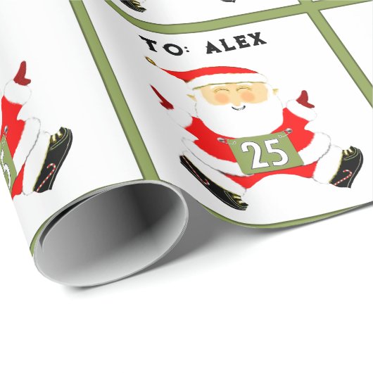Papier Cadeau Piste d'athlétisme de Noël (Coin rond)