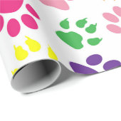 Papier Cadeau Pistes de Chiens, Paniers De Chiots, Traces - Vert (Coin rond)