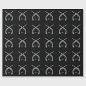Papier Cadeau Pistolets croisés Monogramme Noir (Plat)