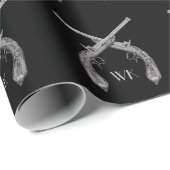 Papier Cadeau Pistolets croisés Monogramme Noir (Coin rond)