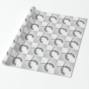 Papier Cadeau Pistolets de duel argent