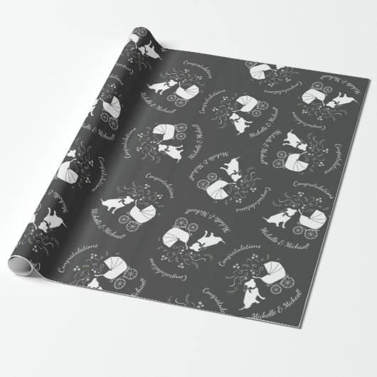 Papier Cadeau Pit Bull Chien Baby shower Genre Neutre Pitbull (Déroulé)
