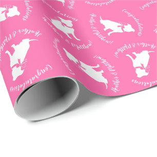 Papier Cadeau Pit Bull Chien Baby shower rose fille Pitbull