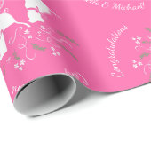 Papier Cadeau Pit Bull Chien Baby shower rose fille Pitbull (Coin rond)