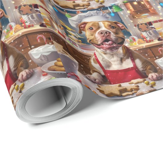 Papier Cadeau Pit Bull - Fête de Noël (Coin rond)