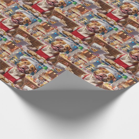 Papier Cadeau Pit Bull - Fête de Noël (Coin)