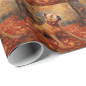 Papier Cadeau Pitbull à l'automne Feuilles automne Inspiration (Coin rond)