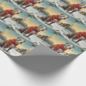 Papier Cadeau Pitbull Chien dans Noël de neige (Coin)