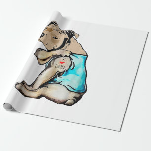 Papier Cadeau Pitbull Chien I Love Papa Tattoo drôle Famille