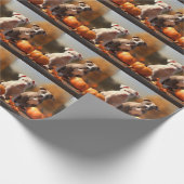 Papier Cadeau Pitbull Chiot Automne Citrouille de plaisir (Coin)