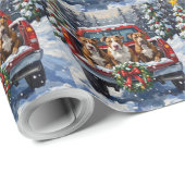 Papier Cadeau Pitbull Christmas Red Truck Holiday (Coin rond)