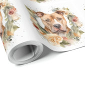 Papier Cadeau Pitbull Christmas Wreath Festive Pup (Coin rond)