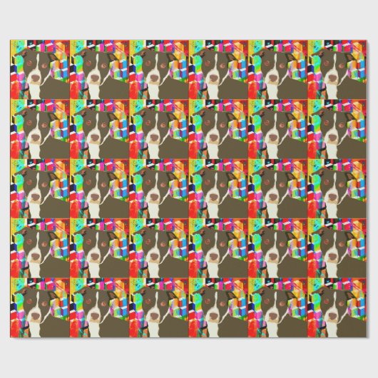 Papier Cadeau Pitbull Portrait Pop Art (Plat)