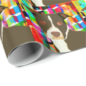 Papier Cadeau Pitbull Portrait Pop Art (Coin rond)
