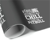 Papier Cadeau Pitbull Reste à la Maison et Design Chill (Coin rond)