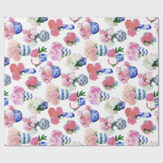 Papier Cadeau Pivoines de pot de gingembre (Plat)