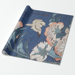 Papier Cadeau Pivoines et canari de Katsushika Hokusai