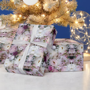 Papier Cadeau Pivoines & Fleurs de Cerisier en Dégradé Luxueux