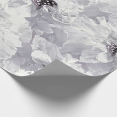 Papier Cadeau pivoines, gris et blanc, fleurs florales, blanches (Coin)