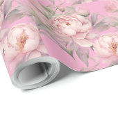 Papier Cadeau Pivoines roses (Coin rond)