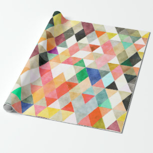 Papier Cadeau PixDezines Boho Triangles aquarelles/Géométrique