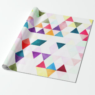 Papier Cadeau PixDezines Boho Triangles aquarelles/Géométrique