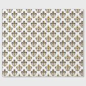 Papier Cadeau PixDezines fleur de lis/arlequin/noir/or (Plat)