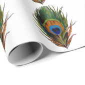 Papier Cadeau PixDezines paon plumes/do-it-yourself arrière - pl (Coin rond)