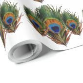 Papier Cadeau PixDezines plumes paon/do-it-yourself arrière - pl (Coin rond)