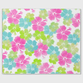 Papier Cadeau PixDezines rétro hibiscus (Plat)