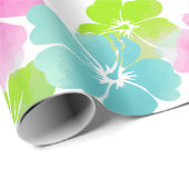 Papier Cadeau PixDezines rétro hibiscus (Coin rond)