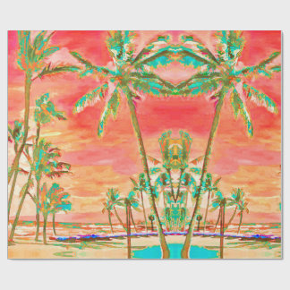 Papier Cadeau PixDezines Sunset Hawaiian Beach/Coral/Teal