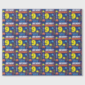 Papier Cadeau Pixel alien de jeu 9e anniversaire brillant person (Plat)