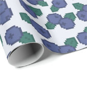 Papier Cadeau Pixel Art Blueberry Pattern (Coin rond)