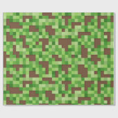 Papier Cadeau Pixel Camo Gamer Gift Wrap in Green and Brown (Plat)