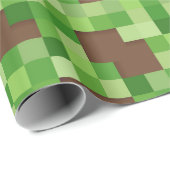 Papier Cadeau Pixel Camo Gamer Gift Wrap in Green and Brown (Coin rond)
