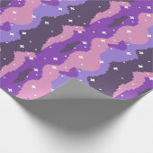 Papier Cadeau Pixel Cosmic Waves with Stars Pattern (Coin)
