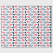 Papier Cadeau Pixel Fish and Hearts Pattern (Plat)
