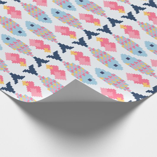 Papier Cadeau Pixel Fish and Hearts Pattern (Coin)