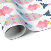 Papier Cadeau Pixel Fish and Hearts Pattern (Coin rond)