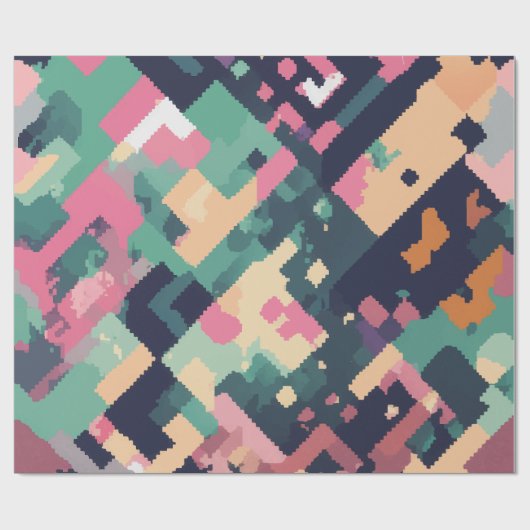 Papier Cadeau Pixel géométrique (Plat)