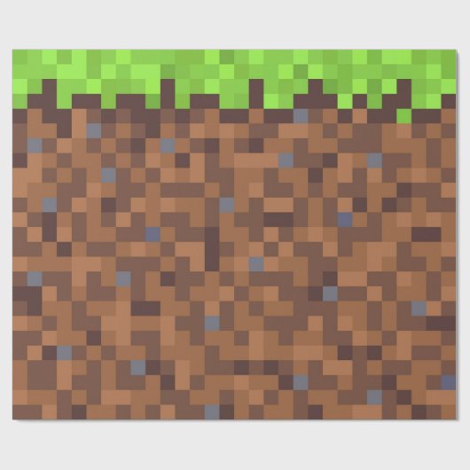 Papier Cadeau Pixel grass gamer birthday  (Plat)