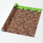 Papier Cadeau Pixel grass gamer birthday  (Déroulé)