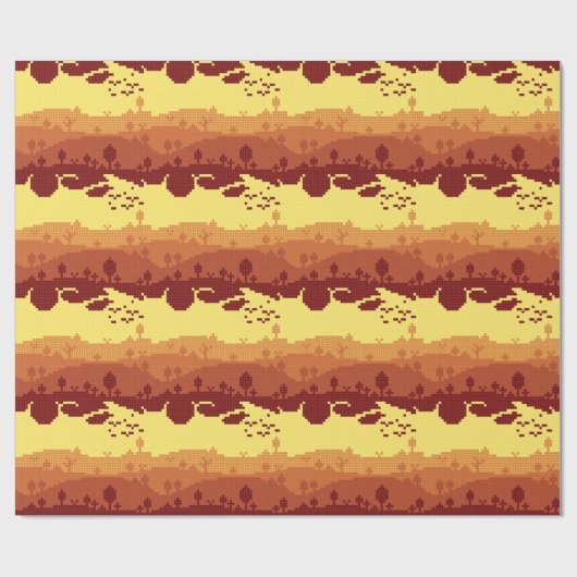 Papier Cadeau Pixel Landscape Pattern (Plat)