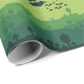 Papier Cadeau Pixel Landscape Pattern (Coin rond)