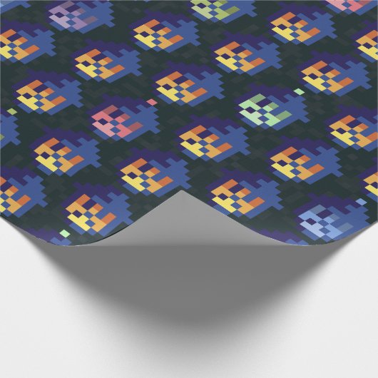 Papier Cadeau Pixel Lantern Night Pattern (Coin)