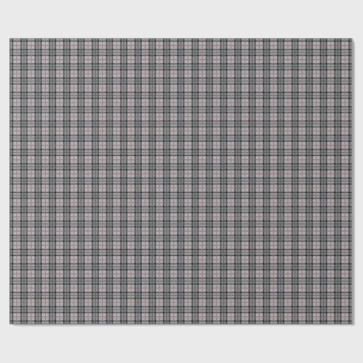 Papier Cadeau Pixel Plaid à Grey with Red Stripe (Plat)