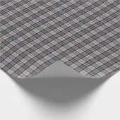 Papier Cadeau Pixel Plaid à Grey with Red Stripe (Coin)