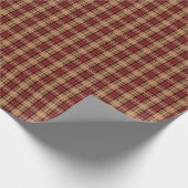 Papier Cadeau Pixel Plaid en rouge et or (Coin)